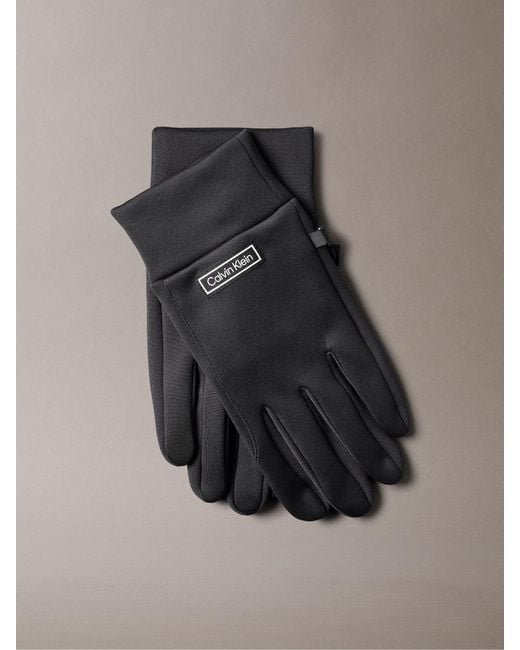 Calvin Klein Black Technical Stretch Touchscreen Gloves for men