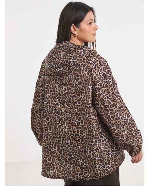 Simply Be Brown Simply Be Leopard Print Overhead Rain Jacket