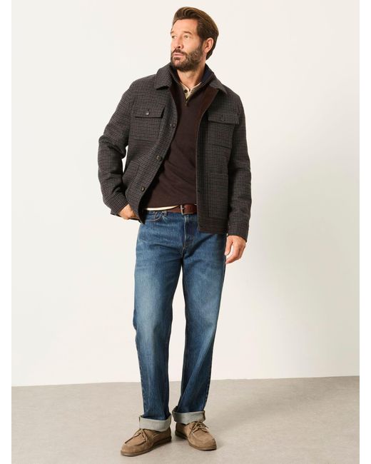 FatFace Gray Fatface Charcoal Check Shacket for men