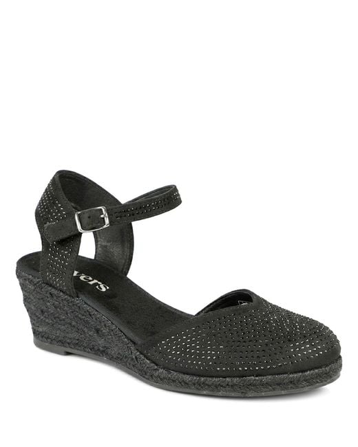 Pavers Black Memory Foam Buckled Espadrilles