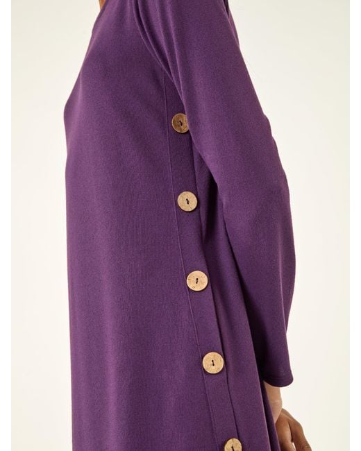 Roman Purple Side Button Detail Shift Dress