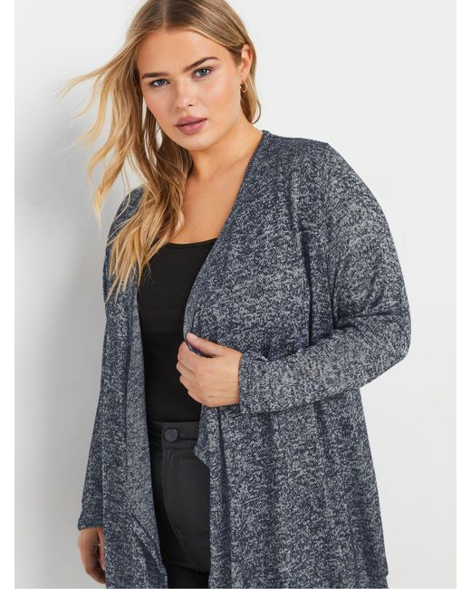 Yours Curve Blue Strickjacke Mit Wasserfallausschnitt Und Weichem Tragegefühleu 46 (Uk 18)