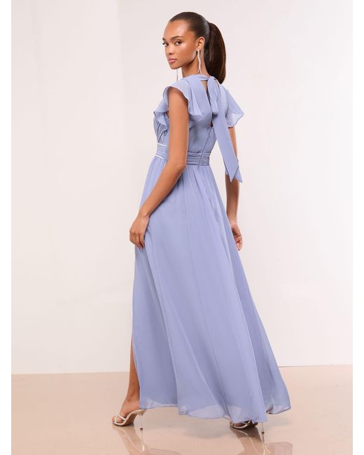 blue embellished bridesmaid dress Light Blue Straps with Bows Mermaid Satin Tiered Long Bridesmaid Dress Sky Blue / 18 main image 0