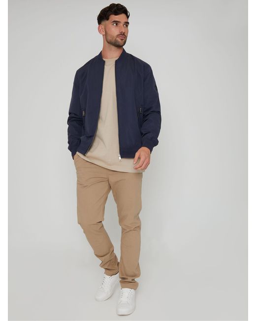 Threadbare Blue Showerproof Classic Bomber Jacket for men
