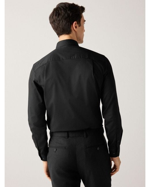 Next Black Regular Fit Easy Care Textured Single Cuff Smart Shirt for men