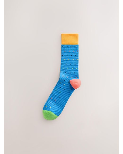 Next Blue Pattern Socks 8 Pack for men