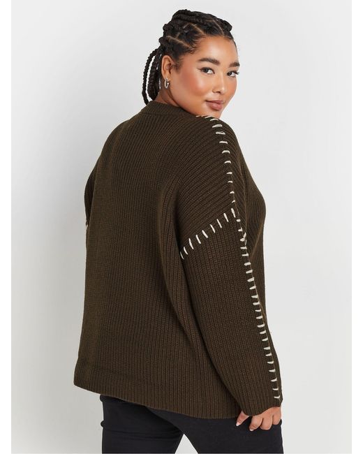 Yours Curve Black Pullover Mit Ziernähten50-52