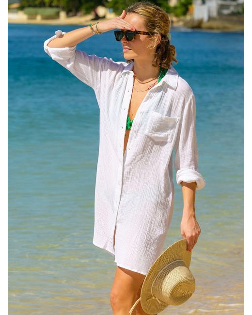 Aspiga Yellow Saffron Cheesecloth Beach Shirt