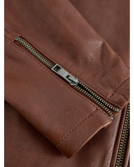 Next Brown Leather Zip Through Jacket for men