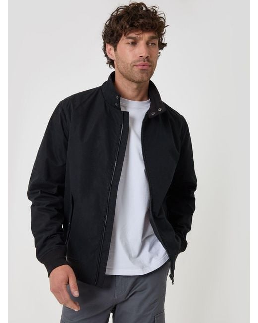 Threadbare Blue Showerproof Microfibre Harrington Jacket for men