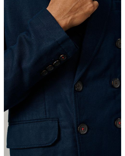 aubi Blue Northfield Db Patch Pocket Blazer for men