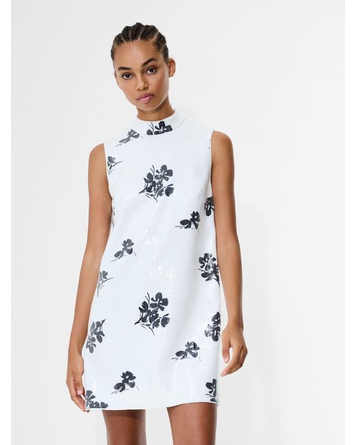 French Connection White Madeline Sequin Sleeveless Dress