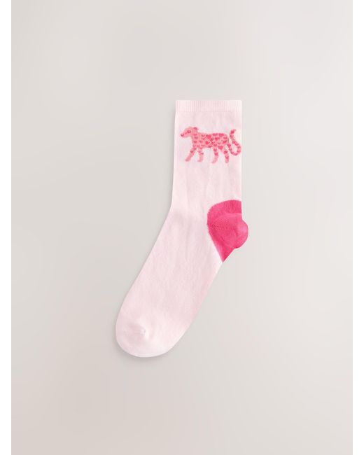 Next Pink Hearts Leopard Ankle Socks 4 Pack