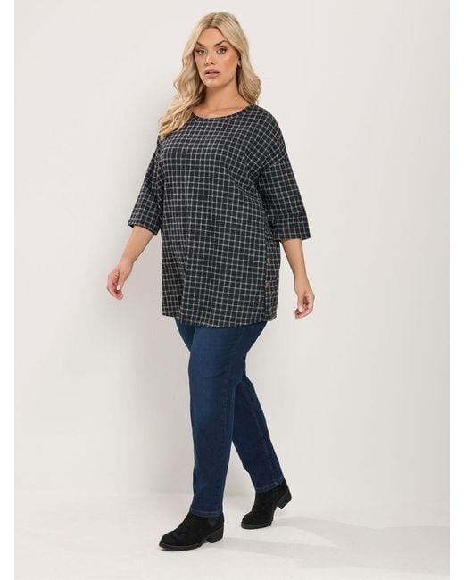 Yours Curve Gray Checked Side Button Top