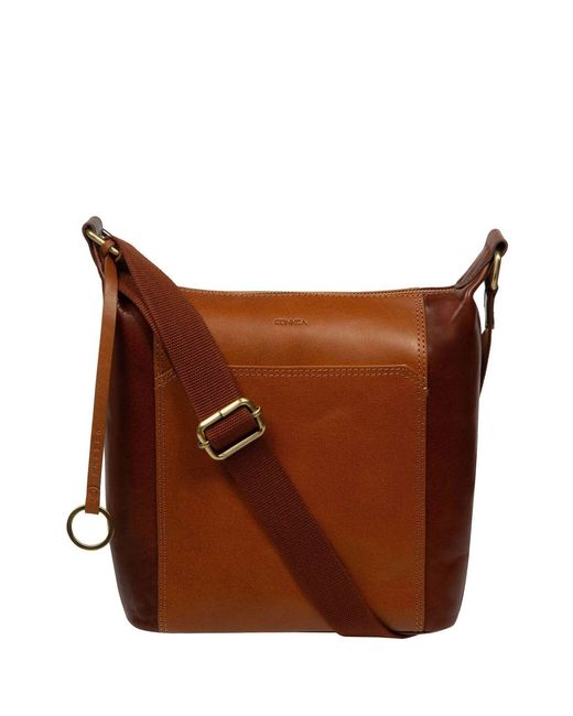 Conkca Brown Leather Shoulder Bag