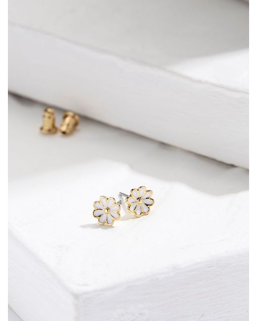 FatFace White Fatface Enamel Daisy Stud Earrings
