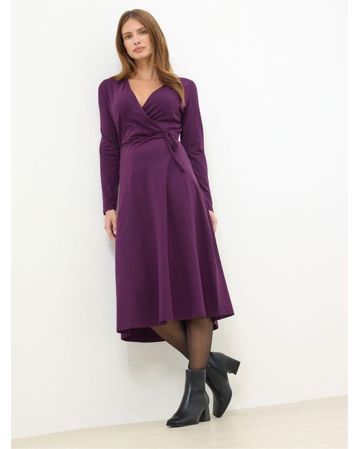 M Com Purple Long Sleeve Wrap Dress