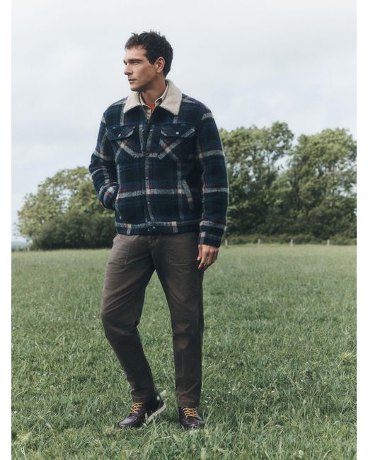 Next Blue Check Borg Lined Trucker Jacket With Wool for men