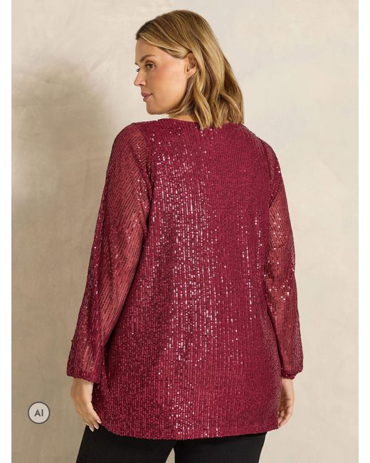 Evans Red Sequin Embellished Top
