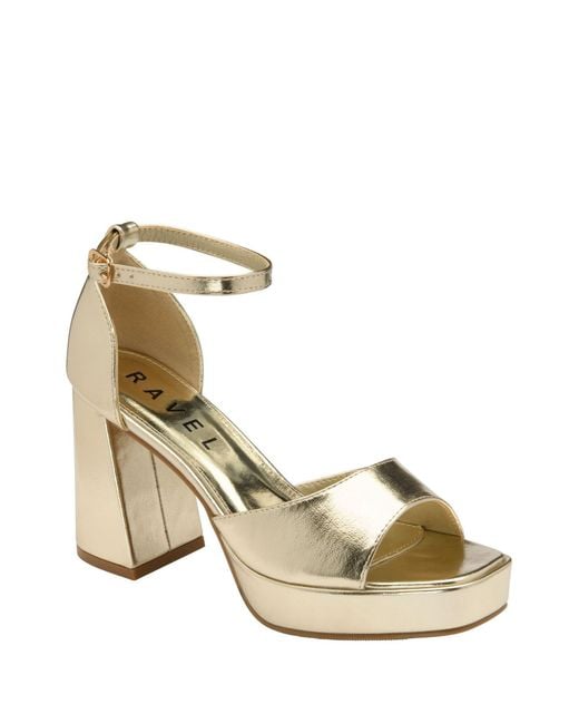 Ravel Metallic Strappy Open Toe Platform Sandals