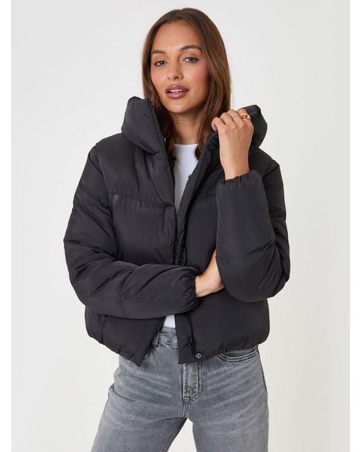 Threadbare Blue Showerproof Cropped Puffer Coat