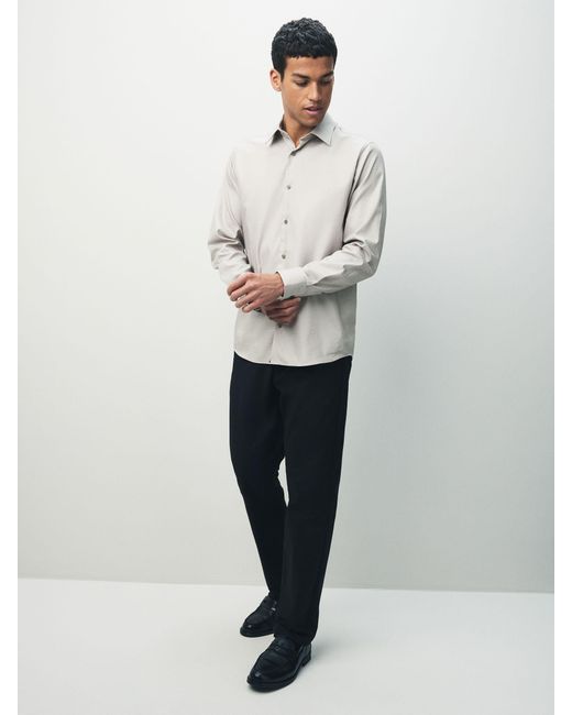 Next White Regular Fit Geometric Print Long Sleeve Smart Shirt for men