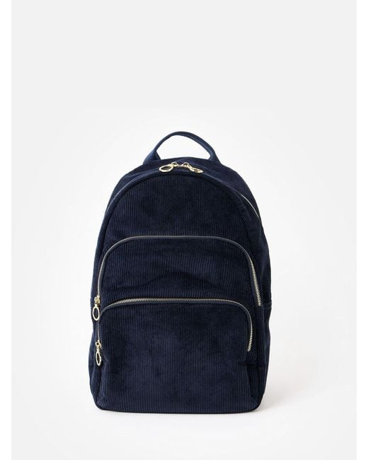 Oliver Bonas Blue Harper Corduroy Triple Zip Backpack