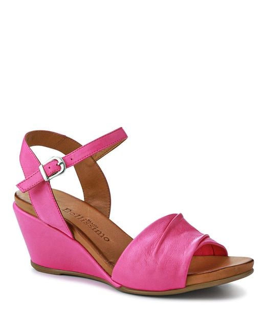 Pavers Pink Adjustable Buckle Wedges