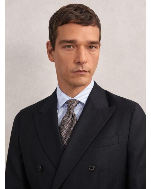 Reiss Blue Wool-Flannel Double-Breasted Tailored-Fit Blazer for men