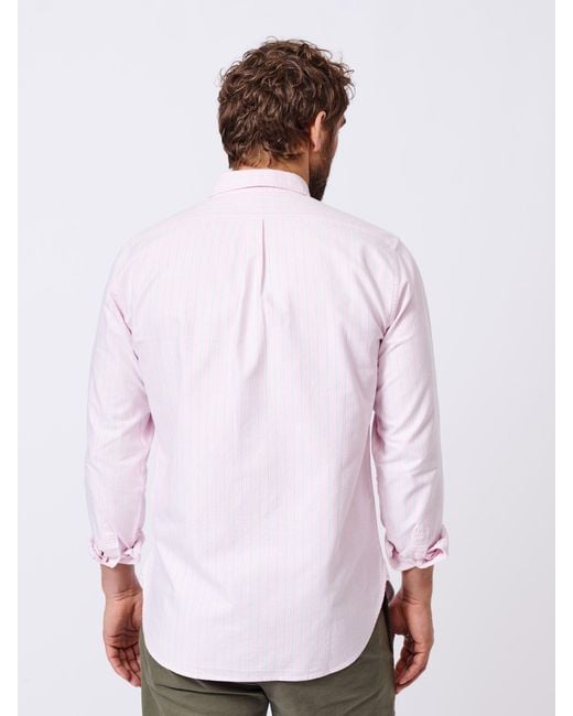 aubi Pink Aldridge Oxford Button Down Cotton Shirt for men