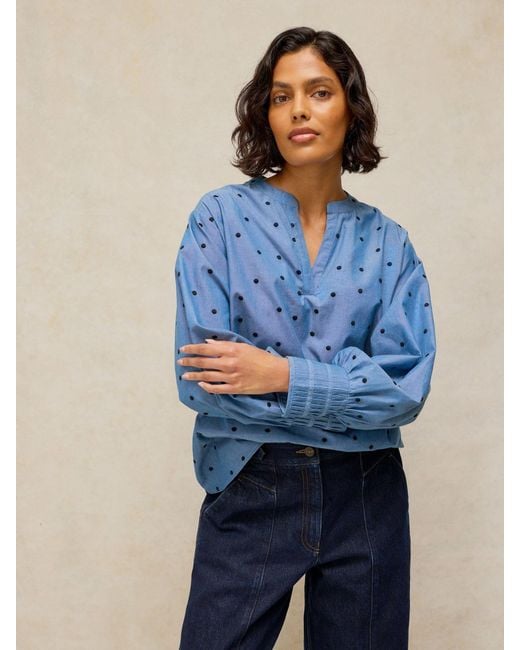 White Stuff Blue Stuff Raya Pop Over Blouse