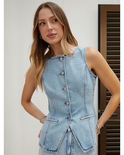Threadbare Blue Denim Waistcoat