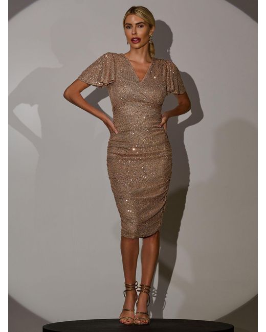 flared sleeve sequin dress Curve Mackenzie Flared Sleeve Sequin Mini-Dress main image 0