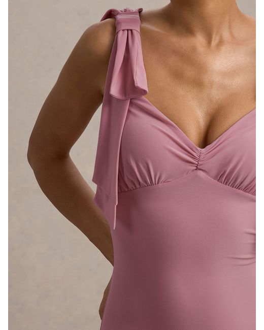 Club L London Pink Evanna V-Neck Maxi Dress With Bow Straps