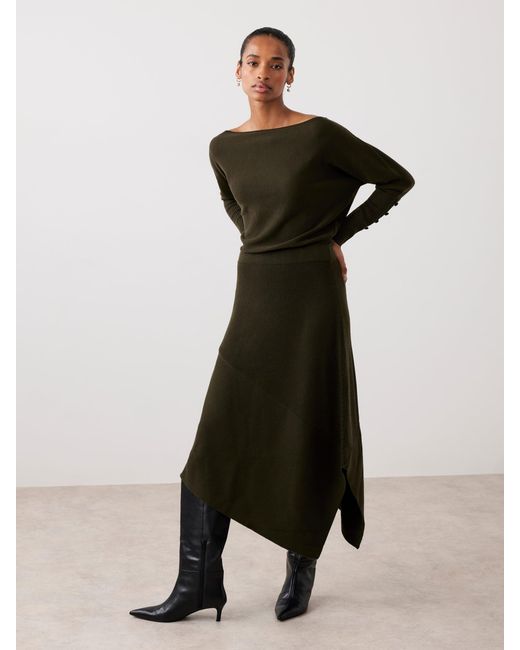 Mint Velvet Batwing Asymmetric Midi Dress in Green | Lyst