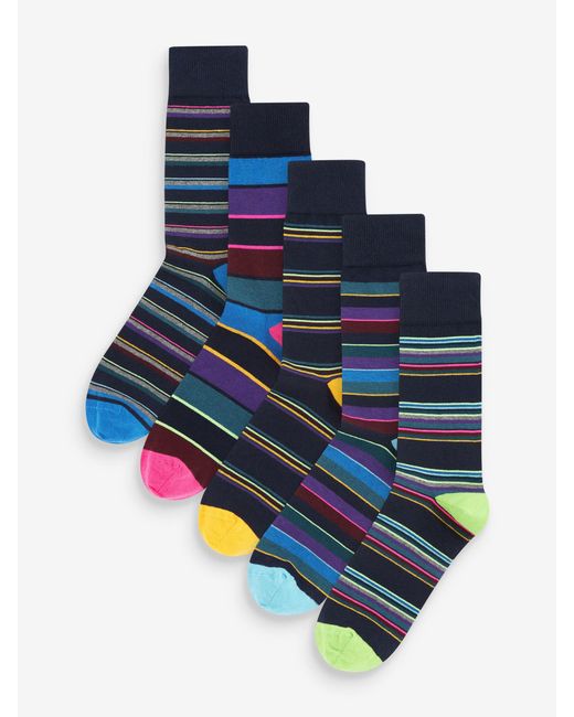Next Blue Pattern Socks 5 Pack for men