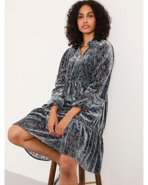 FatFace Blue Fatface Riley Devore Mini Dress