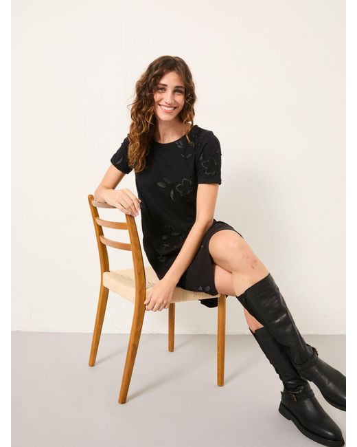 FatFace Black Fatface Simone Embroidered Jersey Mini Dress