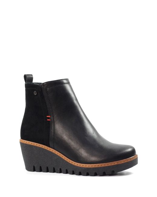 Lunar Black Pixie Wedge Ankle Boots