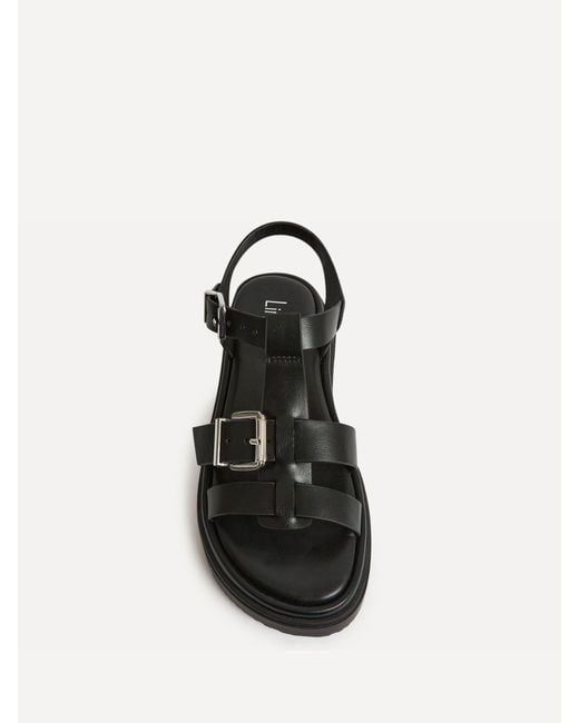 Linzi Black Portrait Two Strap Flatform Sandals