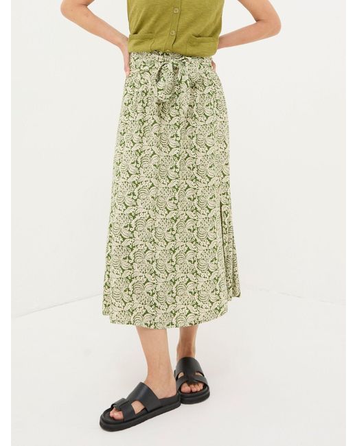 FatFace Green Fatface Sascha Damask Floral Midi Skirt