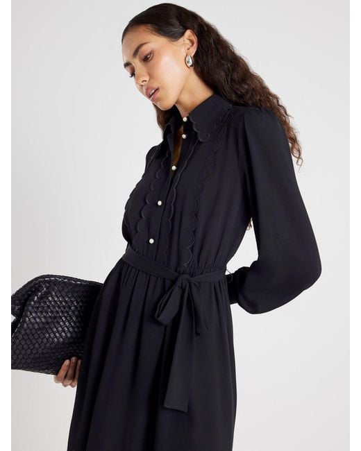 River Island Black Long Sleeve Scallop Collar Shirt Dress