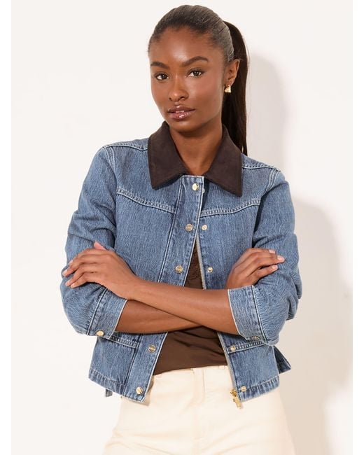 Lipsy Blue Mid Wash Collared Barn Jacket