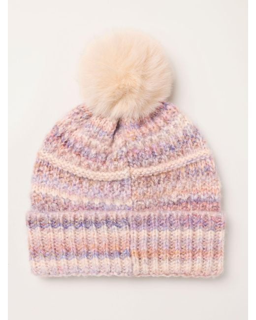 FatFace Pink Fatface Ivory Spacedye Bobble Hat