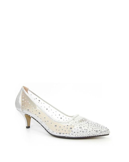 Lunar White Gemstone Kitten-Absatz Schuhe