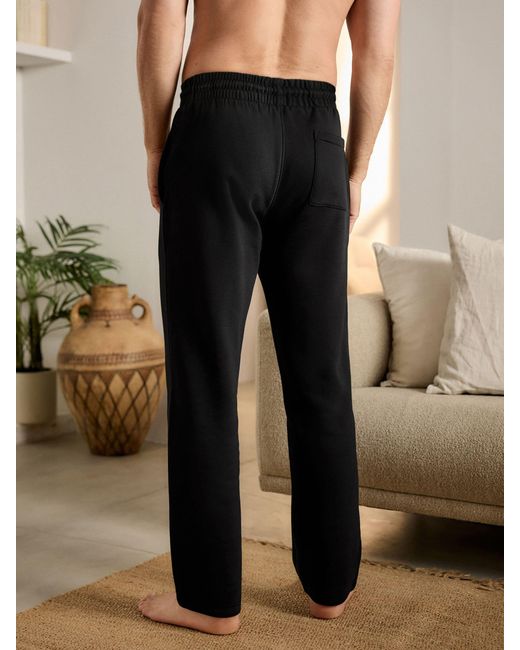 Next Black Open Hem Regular Fit Brushback Joggers for men