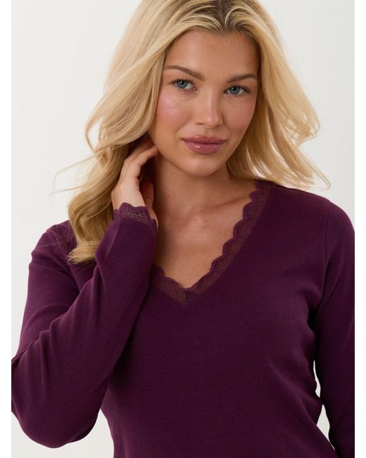 Threadbare Purple Cotton Long Pyjamas Set