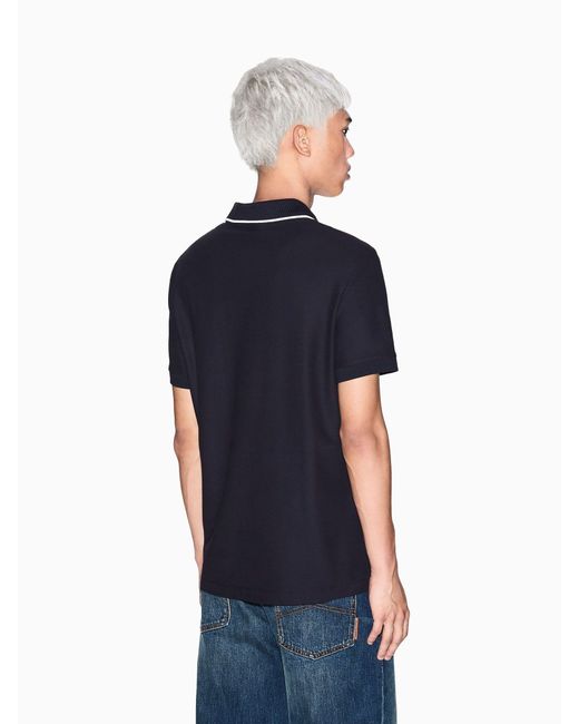 ARMANI EXCHANGE Blue Regular Fit Logo Polo Shirt for men