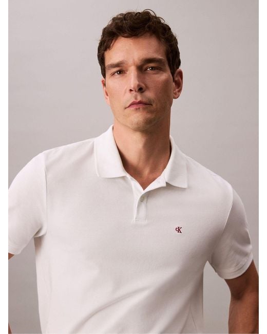 Calvin Klein White Cotton Pique Classic Polo Shirt for men