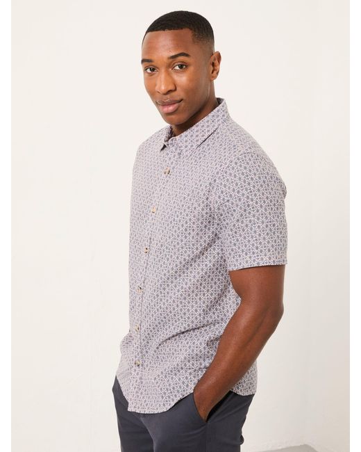FatFace Purple Fatface Short Sleeve Woodblock Print Shirt for men